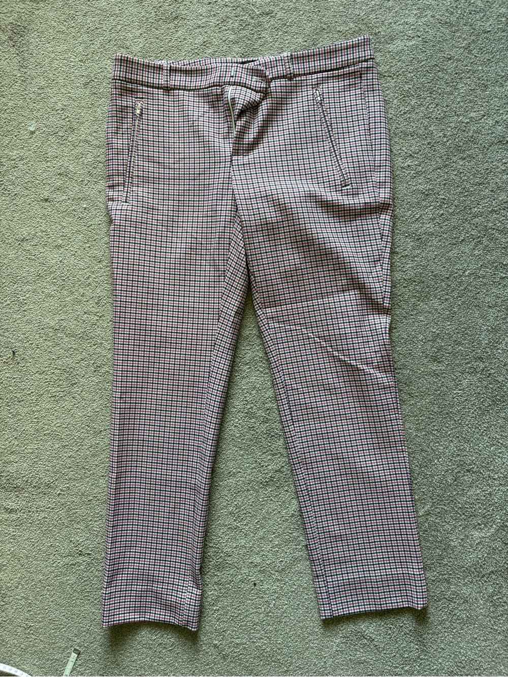 Banana Republic Sloan Pants - 8 - pink, black, tan plaid.
